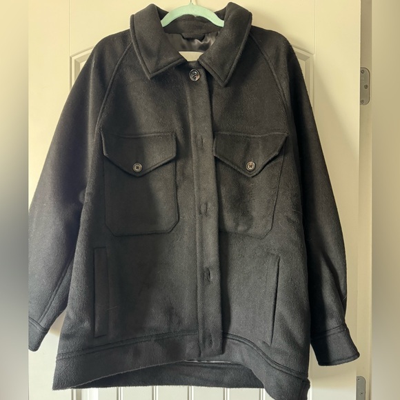 Abercrombie & Fitch | Wool-Blend Utility Shirt Jacket | Black | Size L | NWOT - Picture 1 of 4